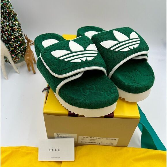 Men’s Gucci X Adidas, slide sandals size 10 made in Italy - Picture 1 of 10